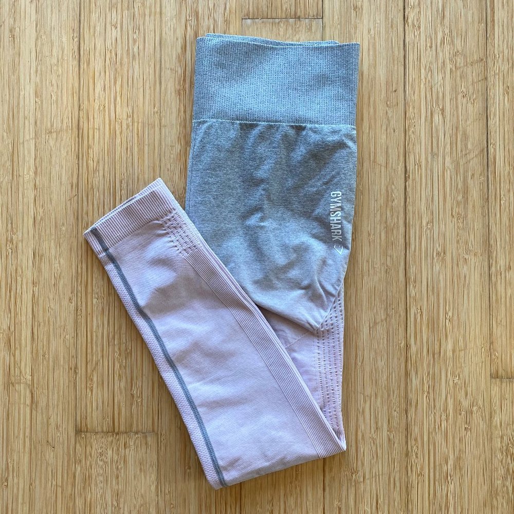 Women’s Gymshark Light Gray/Pink Ombre Seamless Leggings, Size M